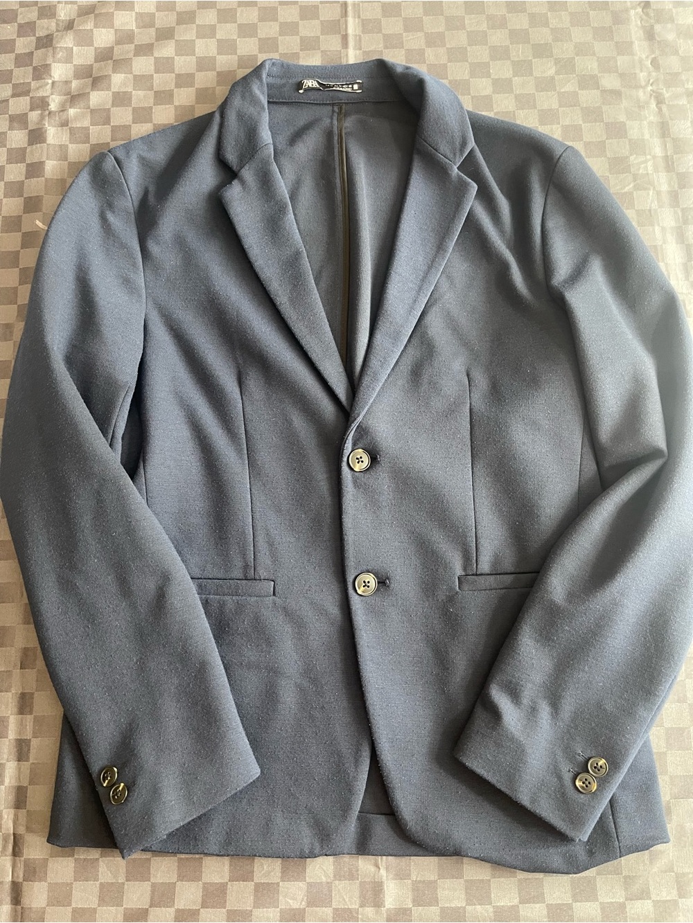 Zara Men's Dark Blue Two-Button Blazer